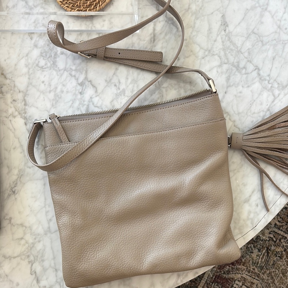 Nordstrom Tan Crossbody Bag with Tassel Accent